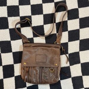 fossil brown leather crossbody messenger bag